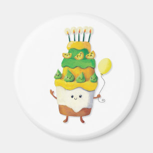 Imán Torta de cumpleaños linda de Kawaii