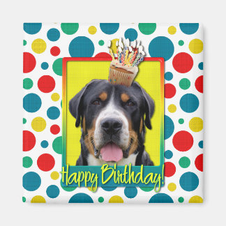 Imán Torta de cumpleaños - Perro de montaña suizo mayor