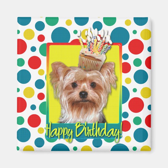 Imán Torta de cumpleaños - Yorkshire Terrier (Frente)
