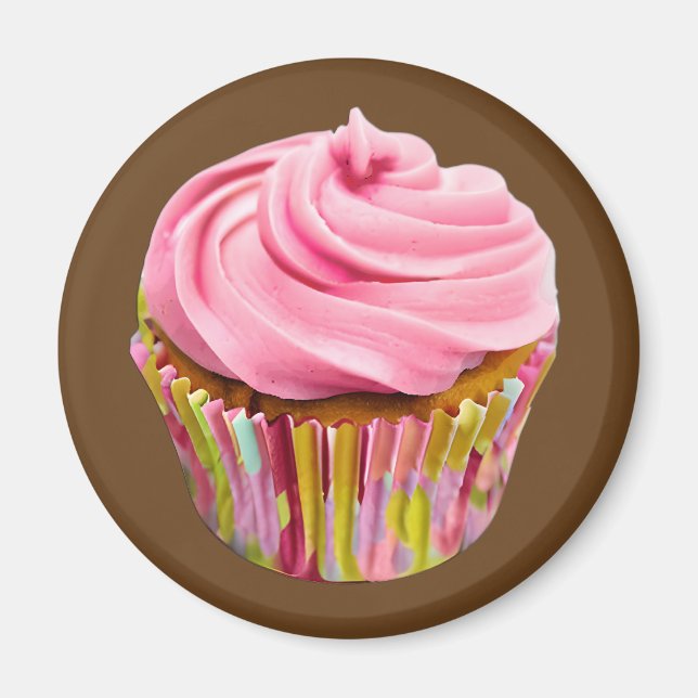 Imán Torta de fresa con escarcha rosa (Frente)