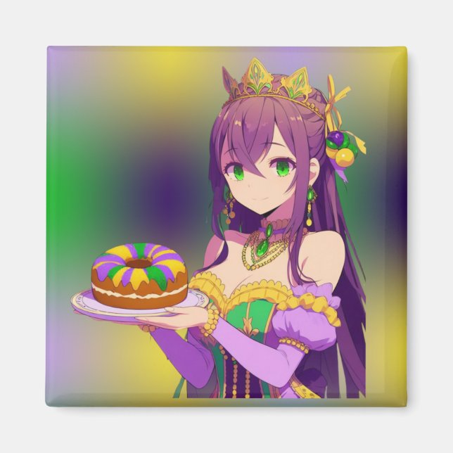 Imán Torta del Rey Anime Mardi Gras (Frente)