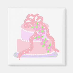 Imán Torta elegante con cinta rosa