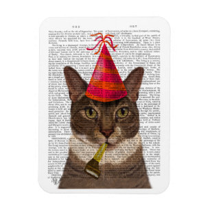 Imán Tortoiseshell Cat con Gorra Fiesta