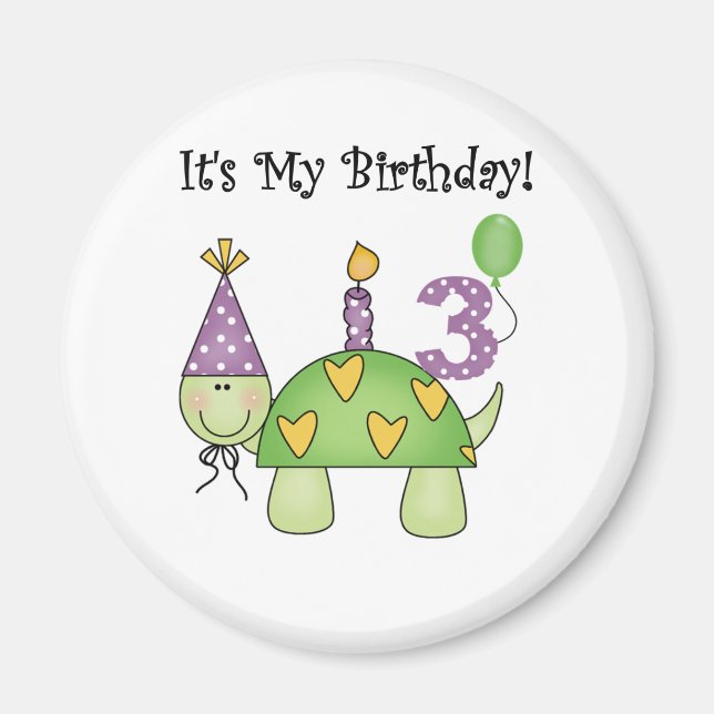 Imán Tortuga 3 camisetas de cumpleaños y regalos (Frente)