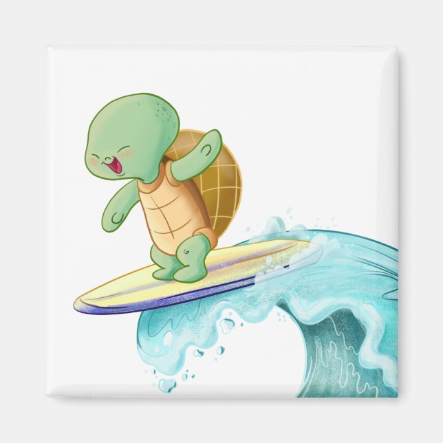 Imán Tortuga Cute Kawaii Square Magnet (Frente)