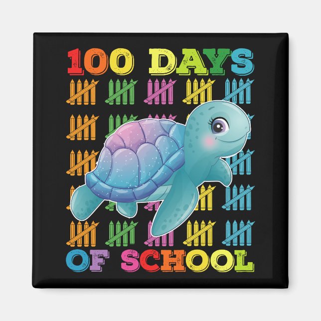 Imán Tortuga De 100 Días De Escuela Maestro Estudiante (Frente)