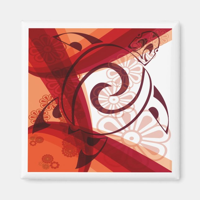 Imán Tortuga de Burgandy-Floral (Frente)