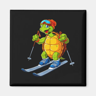 Imán Tortuga de dibujos animados de esquí lindo deporte