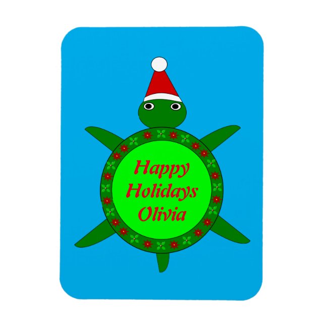 Imán Tortuga de Navidades cortos con Personalizado de c (Vertical)
