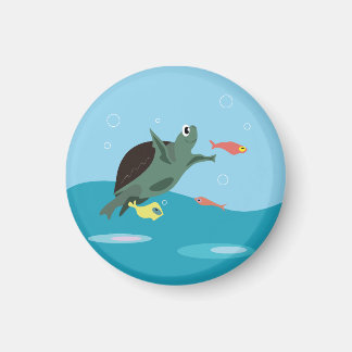 Imán Tortuga Marina Adorable Bajo el Arte Marino