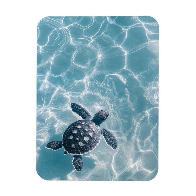 Imán Tortuga marina de bebé en agua limpia (Vertical)