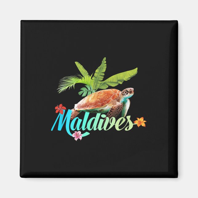 Imán Tortuga marina de Maldivas Isla Hibiscus Gift Beac (Frente)
