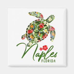 Imán Tortuga marina de Nápoles Florida Hibisco tropical