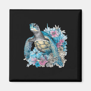 Imán Tortuga marina dulce Flores silvestres animales am