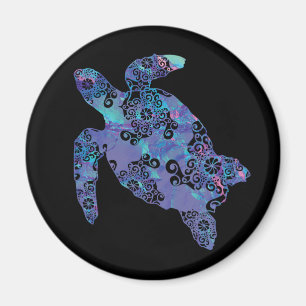 Imán Tortuga marina Mandala arte mágico de color ligero