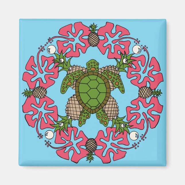 Imán Tortuga marina Mandala-Magnet (Frente)