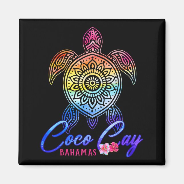 Imán Tortuga marina tie dye de Coco cay  (Frente)