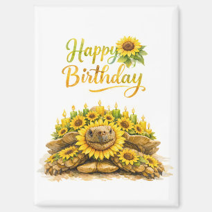 Imán Tortuga Sulcata Feliz Cumpleaños