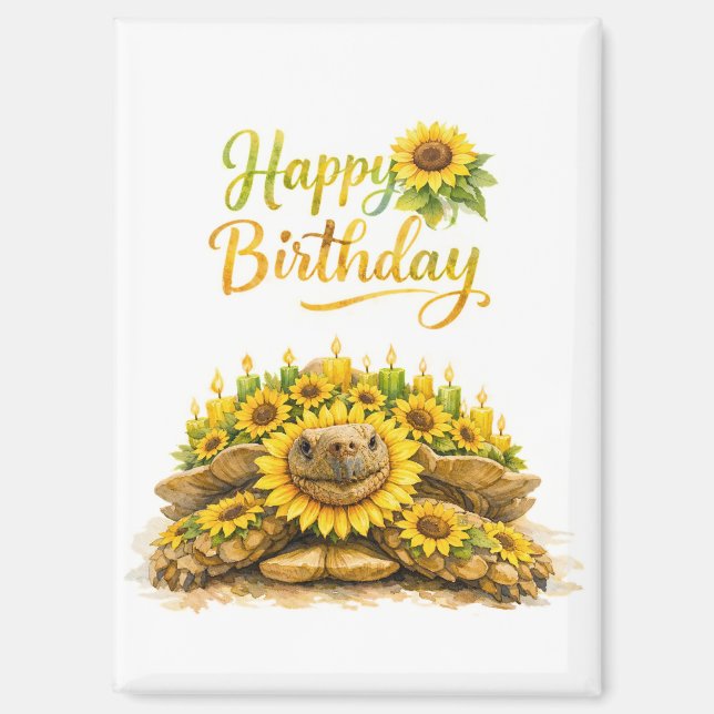 Imán Tortuga Sulcata Feliz Cumpleaños  (Anverso)