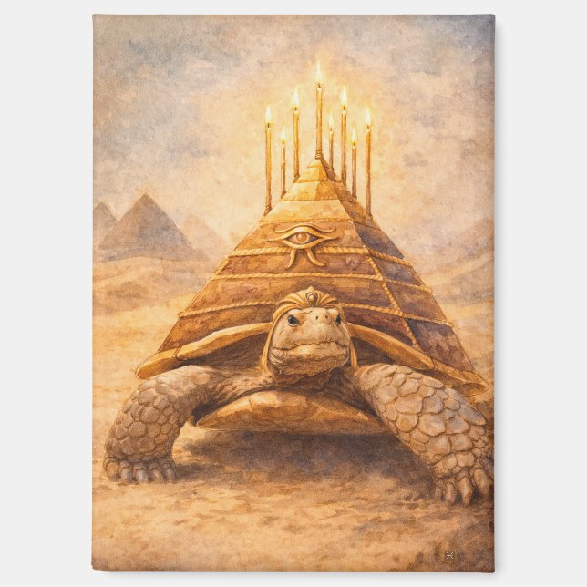 Imán Tortuga Sulcata pastel de cumpleaños pirámide egip (Anverso)