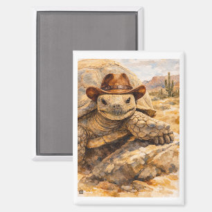 Imán Tortuga vaquera acuarela en el desierto