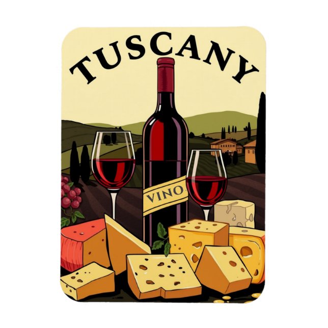 Imán Toscana Italia: Viajes culinarios de vino y queso (Vertical)