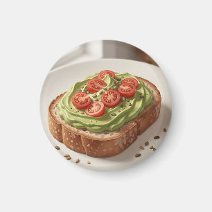 Imán Tostada de aguacate y tomate Arte de desayuno fres