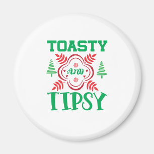 Imán Tostada De Arte De Navidad Y Tipsy