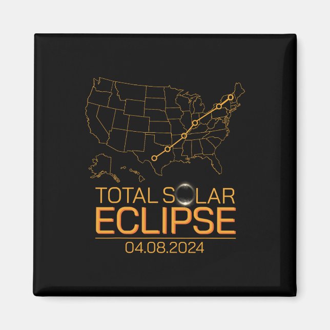 Imán Total Eclipse Solar Abril 8 2024 Mapa Ue Totalidad (Frente)