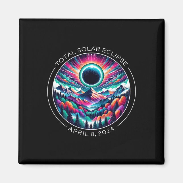 Imán Total Eclipse Solar Artsy Colorful Totality Landsc (Frente)