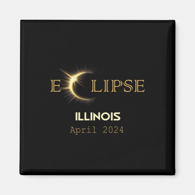 Imán Total Eclipse Solar Illinois Totalidad Abril 8 202 (Frente)
