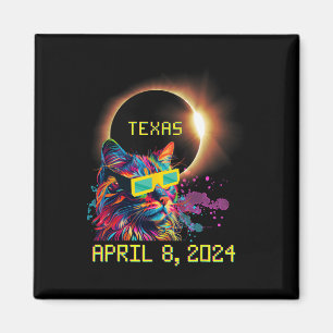 Imán Totalidad Total Eclipse Solar Cat Abril 8 2024 Tex