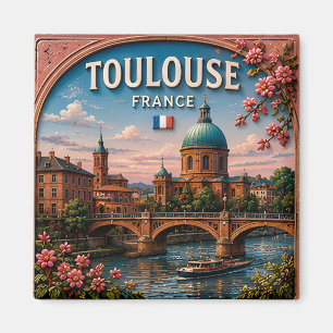 Imán 🌇 Toulouse Francia Ciudad Histórica Y Silueta Del