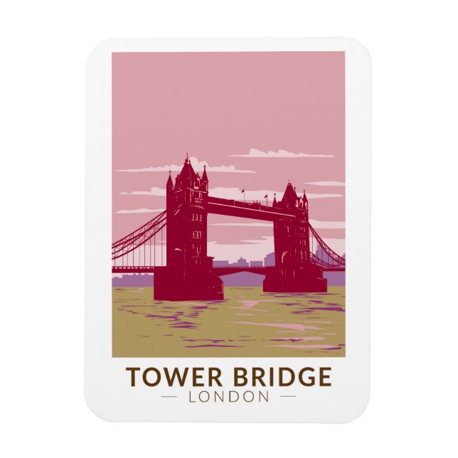 Imán Tower Bridge London Travel Art Vintage (Vertical)