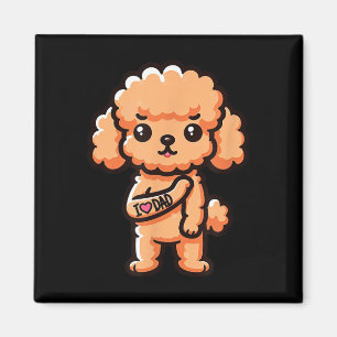 Imán Toy Poodle I Love Dad Funny Dog Tattoo _1