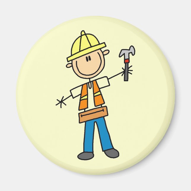 Imán Trabajador de construcción con martillo (Frente)