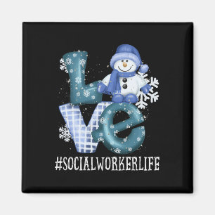 Imán Trabajador social ama a Snowman divertida temporad
