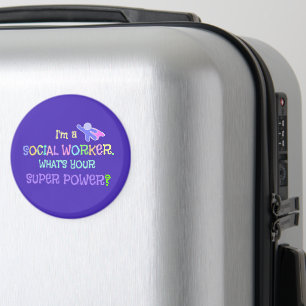 Imán Trabajador social, diseño funky de texto Pastel