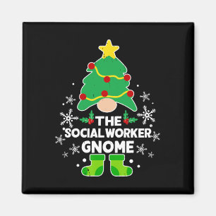 Imán Trabajador social Gnome Xmas Navidades de vacacion