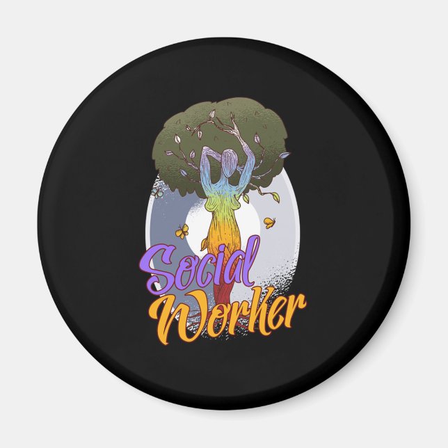 Imán Trabajadora social Asistencia social Mujeres árbol (Frente)