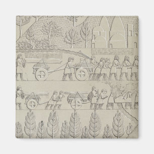 Imán Trabajadores con implementos y cuerdas para mover 