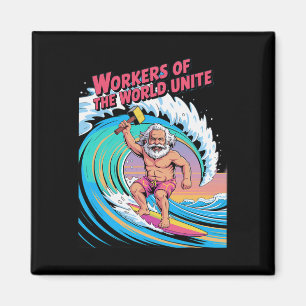 Imán Trabajadores Del Mundo Uníos Surfing Karl Marx