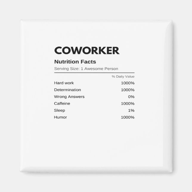Imán Trabajadores y colegas divertidos datos sobre nutr (Frente)