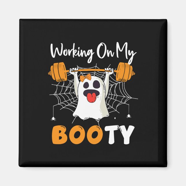 Imán Trabajar con mi novio fantasma Gym Halloween es gr (Frente)