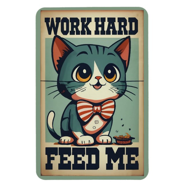 Imán Trabajar duro gato viejo (Vertical)