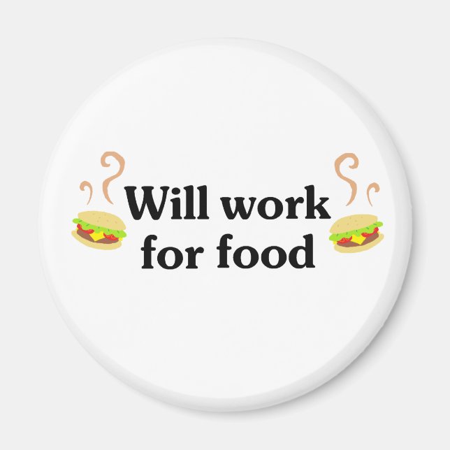 Imán Trabajará para la comida (Frente)