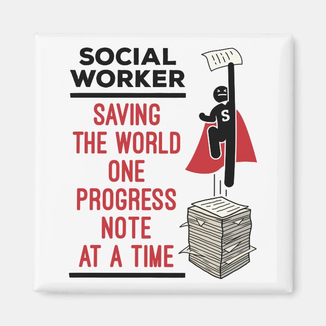 Imán Trabajo social Gracioso Progreso Nota Trabajo soci (Frente)