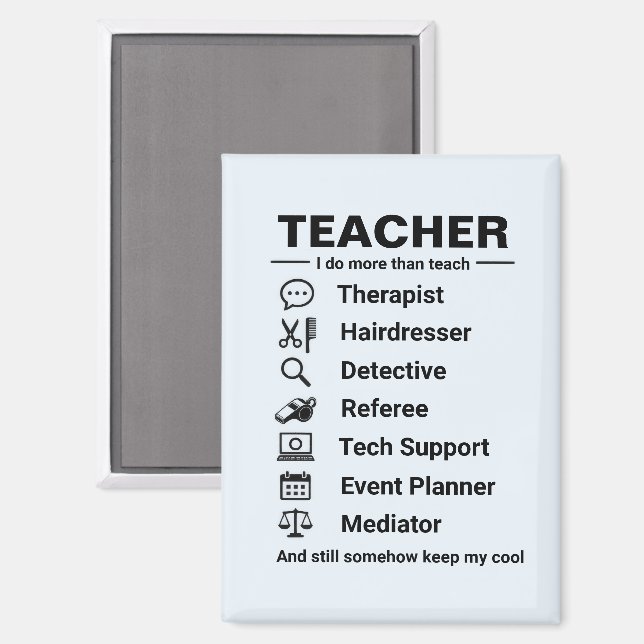 Imán Trabajos Divertidos de Profesor (Anverso/Reverso)
