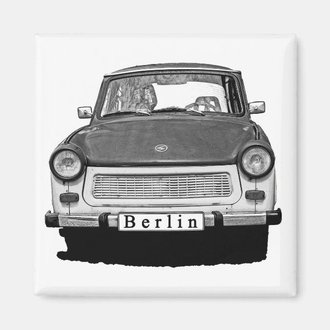 Imán Trabant Car Front, Black and White, Berlín (Frente)