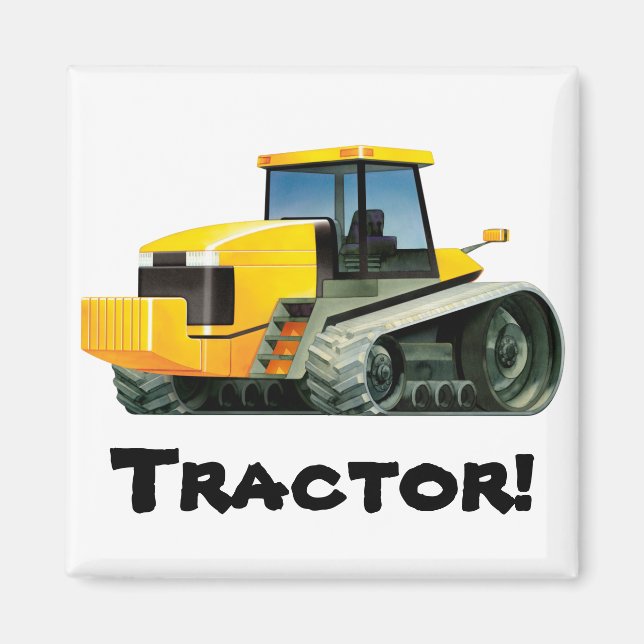 Imán Tractor amarillo Personalizado para niños (Frente)